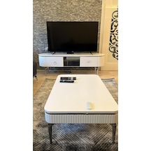 Desing Orta Sehpa Beyaz +gümüş