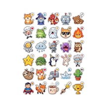 30 Adet Chibi Sevimli Karakter Sticker Seti - Laptop Defter Telefon İçin Çok Renkli