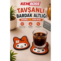 Kemboss Tavşanlı Bardak Altlığı 2'li Set - Pvc Kaydırmaz Bardak Altlığı Kahve Kupa Çay Bardağı Altlığı Masa Koruyucu Çok Renkli