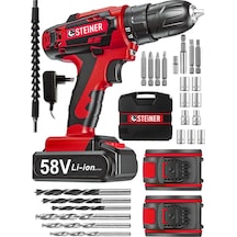 Steiner V-Tech 58 V 5 Ah Darbeli Şarjlı Çiftakülü Vidalama Matkap Kırmızı