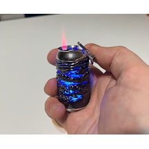 Özel Tasarım Işıklı Fıçı Şeklinde Gazlı Jet Çakmak Siyah