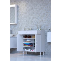 Eliusta Rose 75 Cm Beyaz 1 Çekmeceli Banyo Mutfak Dolabı 4 Bölmeli 3 Raflı Çok Amaçlı Dolap 75x88x32,5 Cm Beyaz