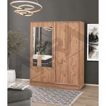 Azra Yatak Yağmur Sürgülü Askılıklı Raflı Atlantik Çam Gardırop - 180 Cm