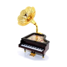 Gramafonlu Piano Müzik Kutusu Çok Renkli