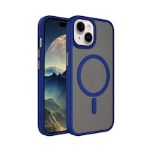 Kilifone Apple Uyumlu iPhone 15 Kılıf Mat Arka Yüzey Wireless Şarj Özellikli Flet Magsafe Kapak Mavi