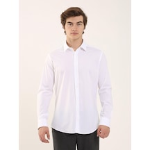 Dufy Beyaz Erkek Slim Fit Klasik Yaka Uzun Kol Gömlek - 103129