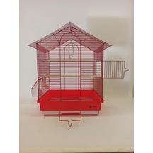 Dayang İki Kapılı Çatılı Kuş Kafesi 35x28x46 Kırmızı