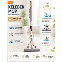 Dofix Kelebek Sıkma Mekanizmalı Mikrofiber Mop Sünger Sıkmalı Temizlik Mopu Uzun Boylu