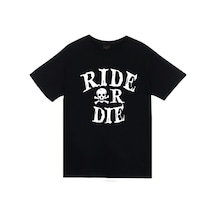 Stoned&Fame Siyah Ride Or Die Baskılı T-shirt SIYAH