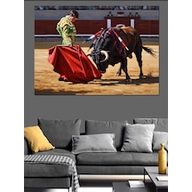 Ahşap Tablo Boğa İle Savaşan Matador Figürü Çocuk Odası Tabloları