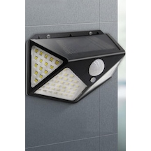 Güneş Enerjili Bahçe Lambası 100 Led Bahçe Aplik Solar Bahçe Lambası 1410 Siyah