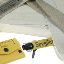 Babaya 14 Şubat Armağanı, İsim & Soyisim Kişiselleştirilmiş 2 Li Anahtarlık, Yeşil-lacivert Çok Renkli