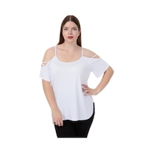 Hanezza Kadın Büyük Beden Oeko-tex Sertifikalı Viskon Kumaş Omuz Detaylı Bluz Beyaz - 36675678 Beyaz