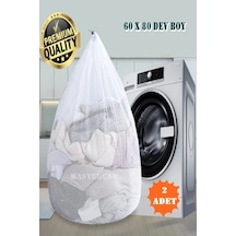 2 Adet Perde Ve Çamaşır Yıkama Filesi 60x80 Dev Boy Tül Perde X Beyaz