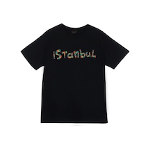 İstanbul Baskılı Unisex %100 Pamuk Siyah T-shirt SIYAH