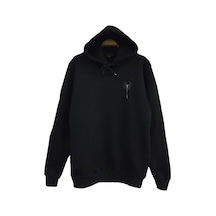 Üfleyen Çiçek Baskılı Sweatshirt Siyah