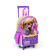 Minik Yuva Çekçekli Sırt Çantası Sarı Pembe Sevimli Köpek Desenli İki Bölmeli 24052