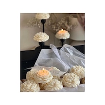 Dekoratif Beyaz Renk Şakayık Gül 3 Lü Gül 7x7 Cm Modern Dekoratif Soy Mum Tüm Renkelr