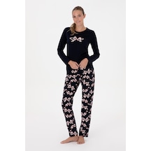 U.S. Polo Assn. Kadın Lacivert Yılbaşı Temalı Pijama Takımı 50318932-VR033