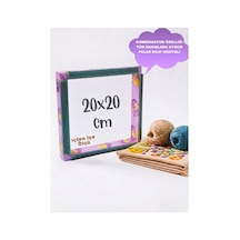 Lila Çiçekli 20x20 Cm Kombinasyon Özellikli Punch Ve Tüm Nakışlara Uygun İğneli/telli Ahşap Kasnak Kılıf Hediye