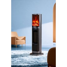 Hoogar German 2075 L Grey Oben Seri Oled Şömineli Ekran Dijital Kule Tipi Turbo Hızlı Isıtıcı