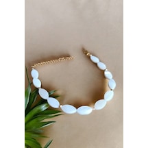 Beyaz Oval Sedef Taşı Bileklik Sedef Taşı Dorika Bileklik Çelik Zincir Beyaz Sedef Halhal Bileklik 18 Cm 26 Cm Her Bileğe Uygun Ayarlanabilir 18 Cm 26 Cm Her Bileğe Uygun Ayarlanabilir