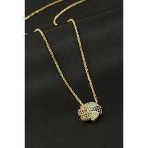 Papatya - 310 - Zirkon Taşlı - Smglobal - Kolye Sarı Metal