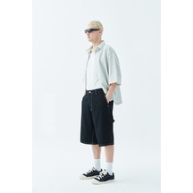 Vamos Oversize Bermuda Denim Şort 40-452 Siyah