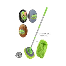 1 Yedek Bezi Mikrofiber Çok Fonksiyonlu Teleskopik Sopalı Oto Araba Yıkama Temizleme Fırçası Mopu