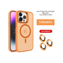 Joko Apple iPhone Uyumlu 14 Pro Kılıf Flet Lens Magsafe Kapak - Turuncu İtdark12191