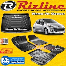 Peugeot 207 3D Paspas+Bagaj Havuz Siyah Hb 2006-2012 Aras Rizline