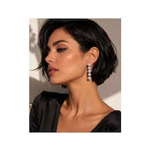 Zirkon Taşlı Beş Sıra Sallantılı Küpe Gümüş - 888595721 Gümüş