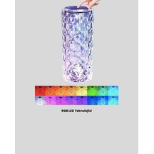 Kristal Rgb Led Li Kumandalı Masa Ve Gece Lambası Renkli Işık Modlarıyla Şık Dekoratif Aydınlatma .