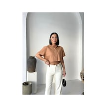 Voxx Crop Gömlek Kum Beji Kum Beji