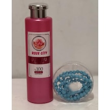 RoseCity Doğal Gülsuyu 380 ml Gri Kapak Alana RoseCity Gül Kokulu 99lü Bebe Mavi Namaz Tesbih Hediye