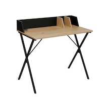 Retro Metal Ayaklı Bölmeli Çalışma Masası-ceviz/siyah 90x85x50 Cm Retro Metal Ayaklı Bölmeli Çalışma Masası-ceviz/siyah 90x85x50 Cm
