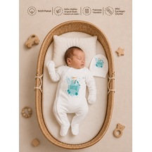 Pia Baby İsimli Erkek Bebek Tulum %100 Pamuk İsme Özel Organik Baskılı Bebek Tulumu 2027tyx Ekru