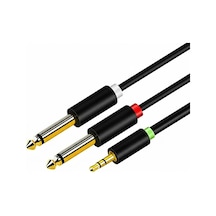 3.5mm To 2 X 6.35mm Jak Jack Y Kablo - 5mtr Amfi Hoparlör Ses Kartı Kablosu Stereo To Dual Mono