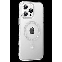 İphone 14 Pro Max Move Taşlı Magsafe Kapak - Natural Grey
