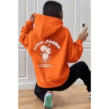 Uyguntarz Nature Blossom Baskılı Unisex Oversize Sweatshirt Turuncu