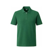 Plus Scorpion Erkek Polo Yaka Armürlü Fermuar Detaylı Slim Fit Triko Tişört Yeşil