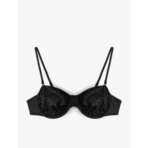 Koton Simli Parlak Balenli Straplez Bikini Üstü Siyah 5sak10111mm Siyah