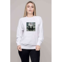 Bad Meets Evil Ep Cover Bad Baskılı Beyaz Kadın Sweatshirt