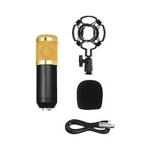 Bm800 Metal Mikrofon Seti - Kalp Formu Pikap, Ev/sunucu İçin, Canlı Yayın/oyun/sanat İçin, Siyah Kuruş Altın Ağı, Gürültü Engelleme