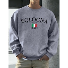 Startmore Tarzsokak Bologna İtalya Bayrağı Desen Kazaklar Erkekler Sokak Polar Spor Hipster Sonbahar Hip Hop Gevş Gri