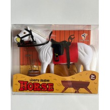 Floklu At Hayvan Oyuncak Beyaz At Horse Kaliteli Ve Gösterişli At 14 Cm X 11 Cm