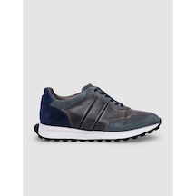 Cabani %100 Hakiki Deri Gri Bağcıklı Erkek Sneaker Gri