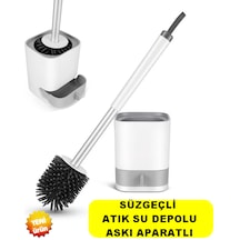 İlikon Tuvalet Fırçası, Tutuculu, Kırılmaz Duvara Monte Edilebilir Ve Ayakta Durabilen Şık Tuvalet Temizleme Fırçası, Havalandırmalı Kurutma Standı İle Banyo Ovma Fırçası Beyaz - Gri
