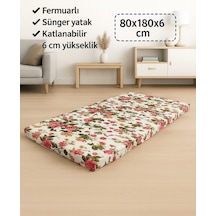 Sünger Yatak 80x180x6 Cm, Yer Yatağı, Balkon Yer Minderi,şantiye,karavan,deprem Yatağı-ingiliz Gülü