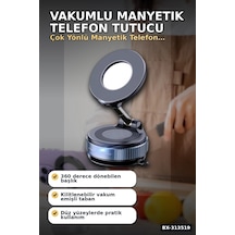 Vakumlu Emişli 360 Derece Döner Manyetik Telefon Tutucu - Güçlü Mıknatıslı Araba Masaüstü Bx-313519 Siyah